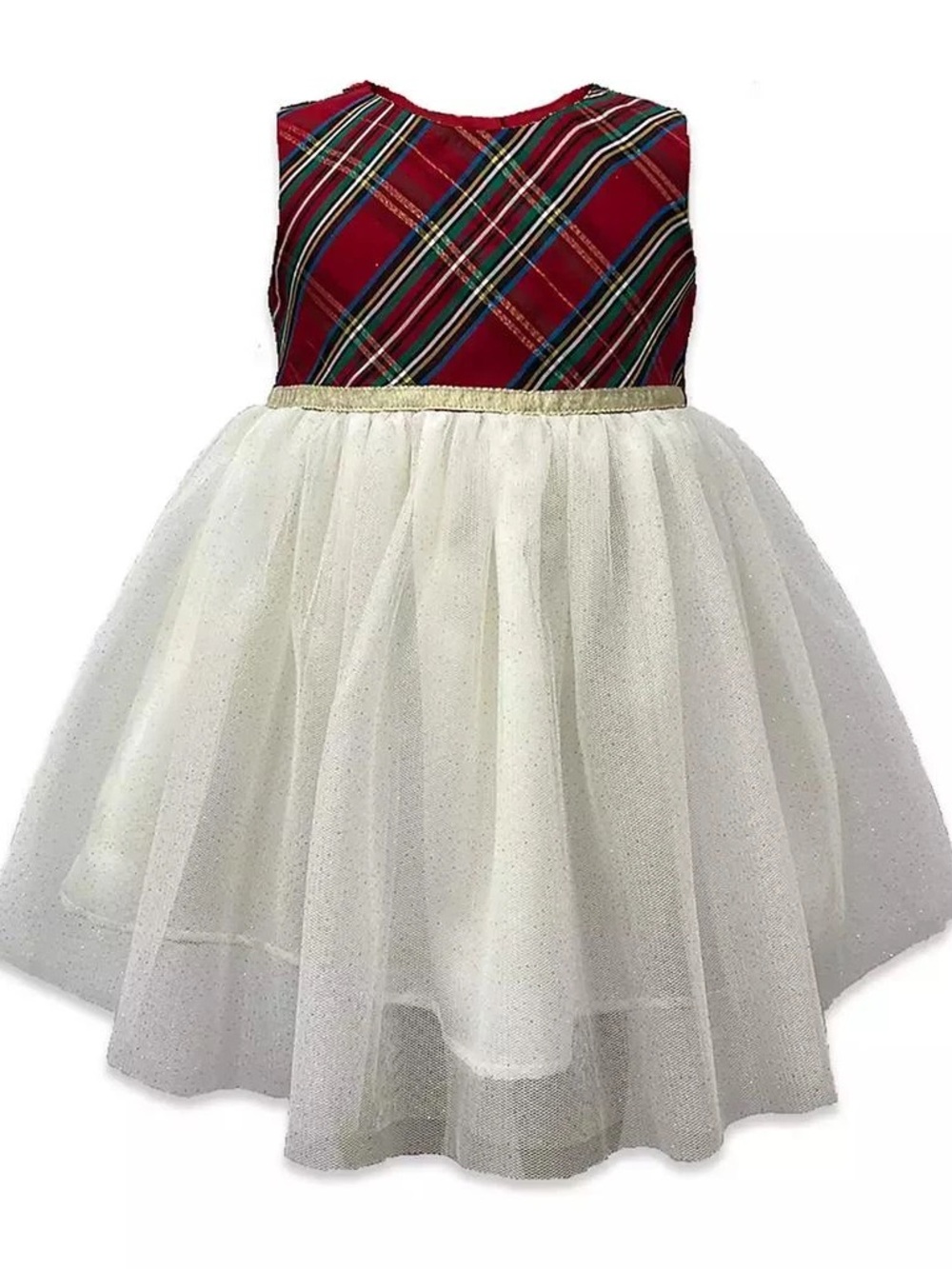 Blueberi Boulevard Plaid and Tulle Christmas Holiday Dress